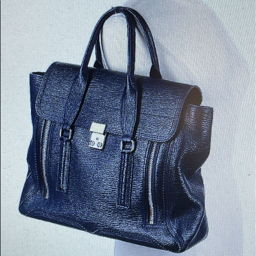 3.1Phillip Lim Leather Satchel in Black/ Blue color.